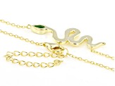 Green Cubic Zirconia 14k Yellow Gold Over Sterling Silver Snake Necklace 0.15ctw