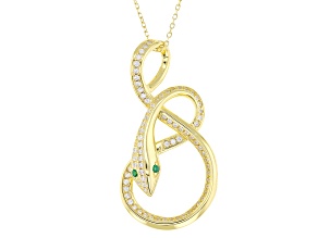 Green And White Cubic Zirconia 14k Yellow Gold Over Sterling Silver Snake Pendant 6.75ctw
