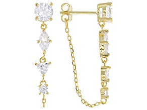 White Cubic Zirconia 14k Yellow Gold Over Sterling Silver Earrings 5.01ctw