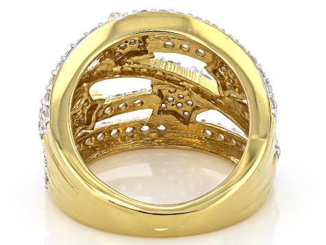White Cubic Zirconia 18k Yellow Gold Over Sterling Silver