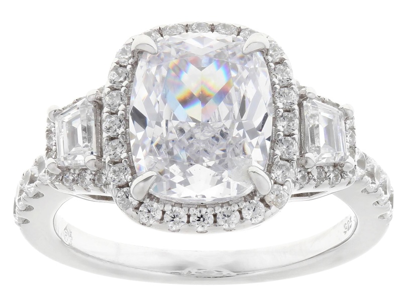 White Cubic Zirconia Rhodium Over Sterling Silver Ring 5.89ctw