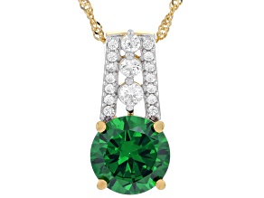 Green And White Cubic Zirconia 18k Yellow Gold Over Sterling Silver Pendant 6.00ctw