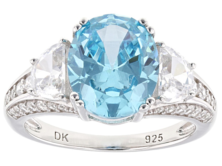 Blue And White Cubic Zirconia Rhodium Over Sterling Silver Ice