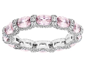 Pink And White Cubic Zirconia Rhodium Over Sterling Silver Ring 4.96ctw