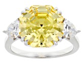Canary And White Cubic Zirconia Rhodium Over Sterling Silver Ring 10.70ctw