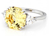Canary And White Cubic Zirconia Rhodium Over Sterling Silver Ring 10.70ctw