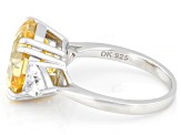 Canary And White Cubic Zirconia Rhodium Over Sterling Silver Ring 10.70ctw