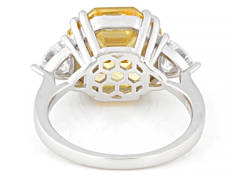 Canary And White Cubic Zirconia Rhodium Over Sterling Silver Ring 10.70ctw