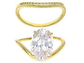 White Cubic Zirconia 18k Yellow Gold Over Sterling Silver Ring Set 10.28ctw