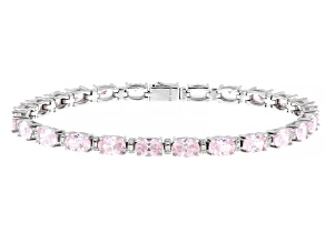 Pink And White Cubic Zirconia Rhodium Over Sterling Silver Tennis Bracelet 19.12ctw