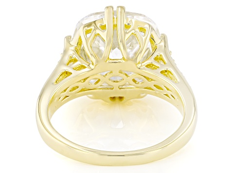 White Cubic Zirconia 18k Yellow Gold Over Sterling Silver Ring 12.22ctw