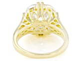 White Cubic Zirconia 18k Yellow Gold Over Sterling Silver Ring 12.22ctw