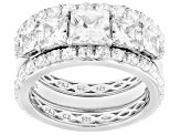 White Cubic Zirconia Rhodium Over Sterling Silver Ring Set 6.93ctw