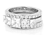 White Cubic Zirconia Rhodium Over Sterling Silver Ring Set 6.93ctw