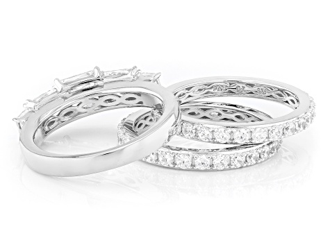 White Cubic Zirconia Rhodium Over Sterling Silver Ring Set 6.93ctw