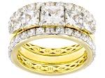 White Cubic Zirconia 18k Yellow Gold Over Sterling Silver Ring Set 6.93ctw