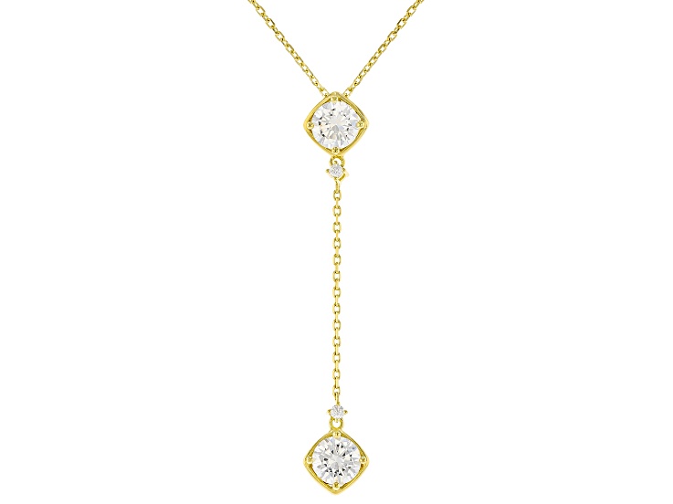 White Cubic Zirconia 18k Yellow Gold Over Sterling Silver