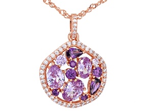 Purple, Lavender And White Cubic Zirconia 18k Rose Gold Over Sterling Silver Pendant 5.10ctw