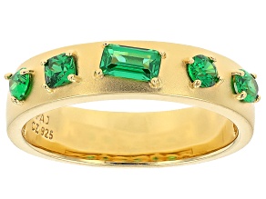 Green Cubic Zirconia 18k Yellow Gold Over Sterling Silver Ring 1.10ctw