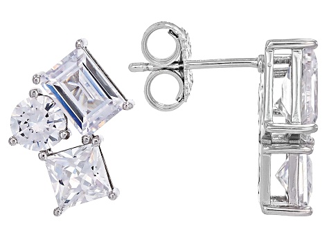 White Cubic Zirconia Rhodium Over Sterling Silver Earrings 6.79ctw