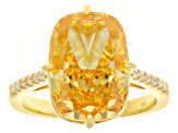Yellow And White Cubic Zirconia 18k Yellow Gold Over Sterling Silver Ice Flower Cut Ring 14.6ctw