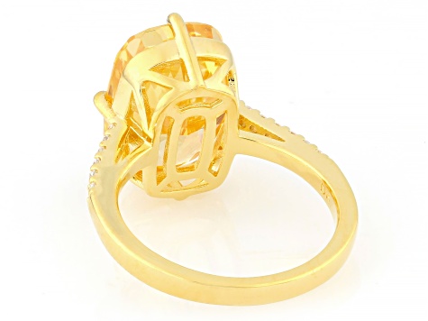 Yellow And White Cubic Zirconia 18k Yellow Gold Over Sterling Silver Ice Flower Cut Ring 14.6ctw