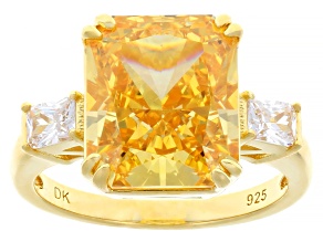 Yellow And White Cubic Zirconia 18k Yellow Gold Over Sterling Silver Ice Flower Cut Ring 14.31ctw