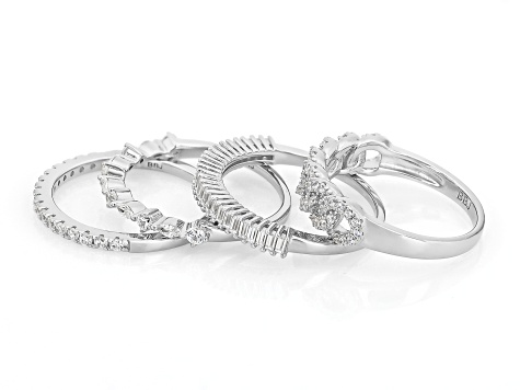【mootie】QED Silver Anniversary XT2m2本 White Cubic Zirconia Rhodium Over Sterling Silver Ring Set