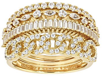 Picture of White Cubic Zirconia 18k Yellow Gold Over Sterling Silver Ring Set 2.12ctw