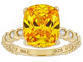 Yellow And White Cubic Zirconia 18k Yellow Gold Over Sterling Silver Ring 10.18ctw