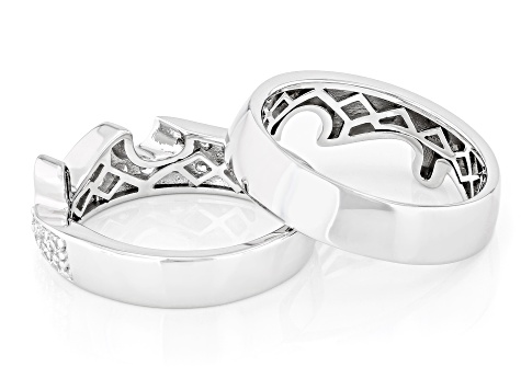 ヴァイスシュヴァルツ mariage White Cubic Zirconia Rhodium Over Sterling Silver Puzzle Ring Set