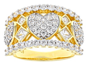 White Cubic Zirconia 18k Yellow Gold Over Sterling Silver Ring 3.54ctw