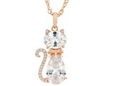 White Cubic Zirconia 18k Rose Gold Over Sterling Silver Cat Pendant 7.55ctw