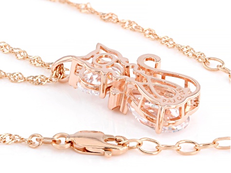 White Cubic Zirconia 18k Rose Gold Over Sterling Silver Cat Pendant 7.55ctw