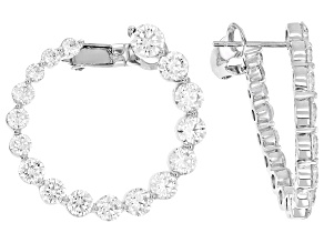 White Cubic Zirconia Rhodium Over Sterling Silver Hoops 9.98ctw