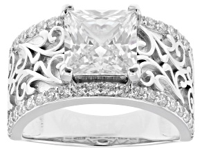 White Cubic Zirconia Rhodium Over Sterling Silver Ring 5.23ctw