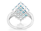 Blue And White Cubic Zirconia Rhodium Over Silver Ring 3.26ctw