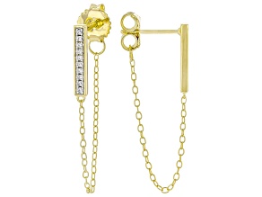 White Cubic Zirconia 18k Yellow Gold Over Sterling Silver Earrings
