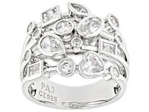 White Cubic Zirconia Rhodium Over Sterling Silver Ring 2.27ctw