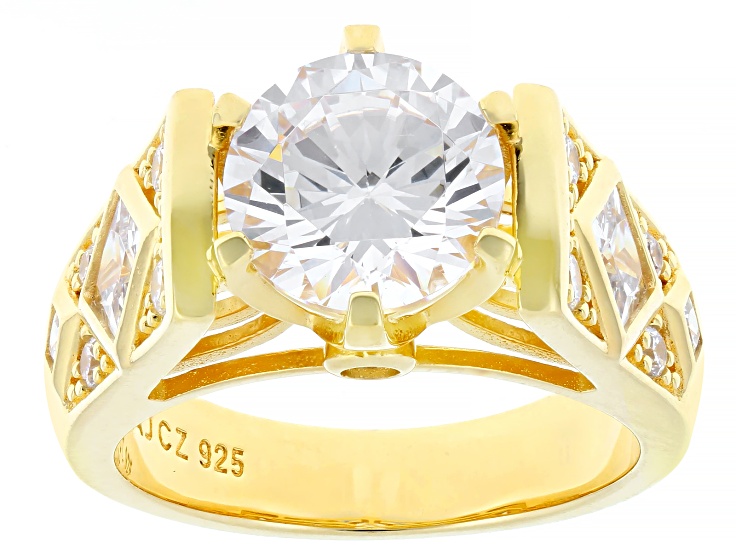 White Cubic Zirconia 18k Yellow Gold Over Sterling Silver