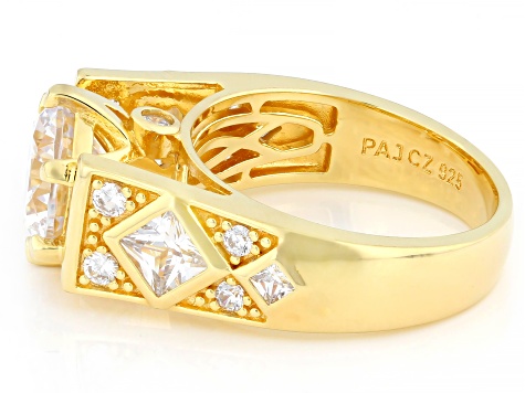 White Cubic Zirconia 18k Yellow Gold Over Sterling Silver