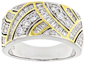 White Cubic Zirconia Rhodium And 18k Yellow Gold Over Sterling Silver Ring 2.36ctw