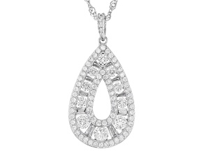 White Cubic Zirconia Rhodium Over Sterling Silver Pendant 3.18ctw