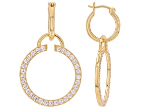 White Cubic Zirconia 18k Yellow Gold Over Sterling Silver Earrings 3.63ctw