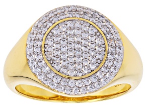 White Cubic Zirconia 18k Yellow Gold Over Sterling Silver Ring 0.87ctw