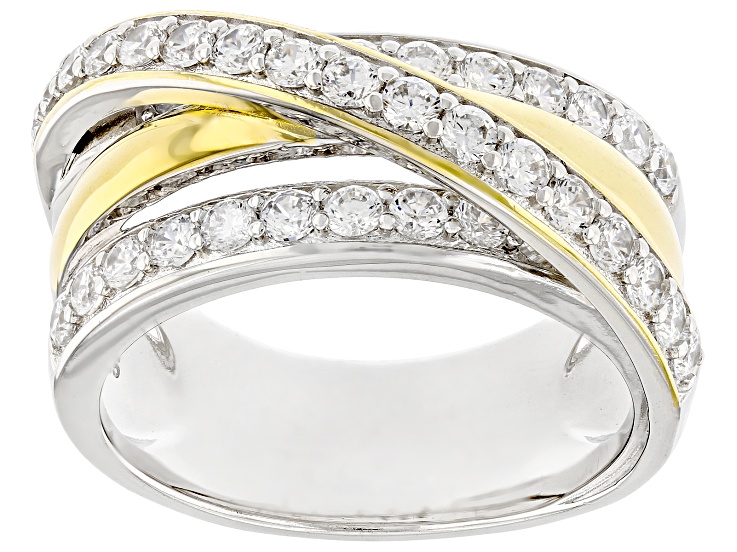 White Cubic Zirconia Rhodium And 18k Yellow Gold Over Sterling Silver Ring 2.16ctw