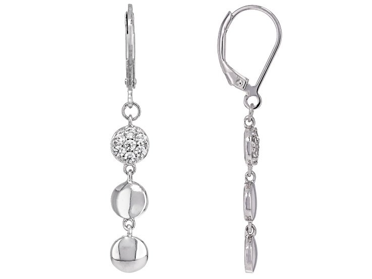 White Cubic Zirconia Rhodium Over Sterling Silver Earrings 0.56ctw