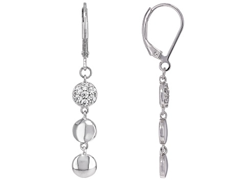 White Cubic Zirconia Rhodium Over Sterling Silver Earrings 0.56ctw