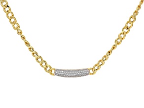 White Cubic Zirconia 18k Yellow Gold And Rhodium Over Sterling Silver Necklace 0.63ctw