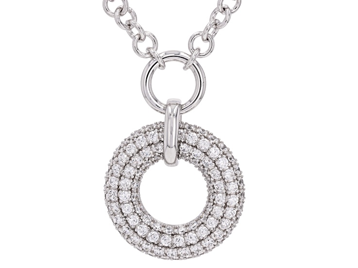 White Cubic Zirconia Rhodium Over Sterling Silver Necklace 5.73ctw